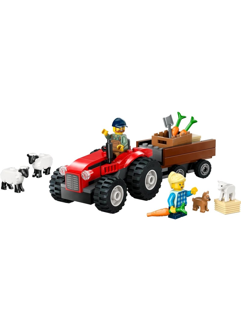 LEGO Red Farm Tractor With Trailer And Sheep Building Toy Set 60461