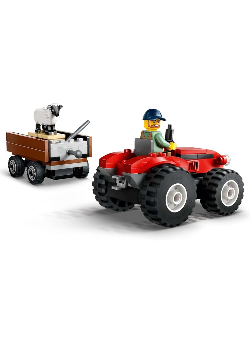 LEGO Red Farm Tractor With Trailer And Sheep Building Toy Set 60461