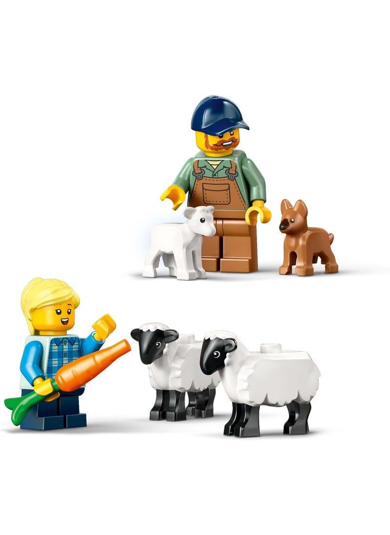 LEGO Red Farm Tractor With Trailer And Sheep Building Toy Set 60461