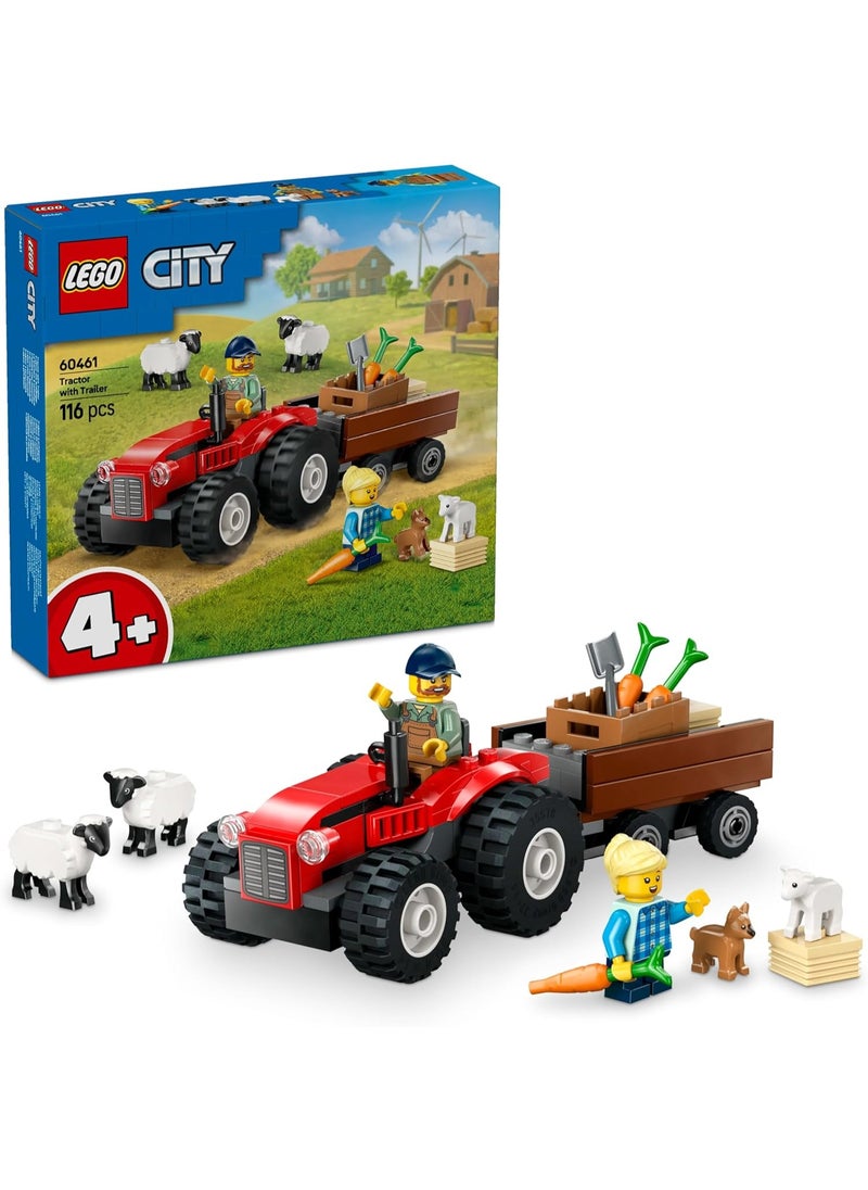 LEGO Red Farm Tractor With Trailer And Sheep Building Toy Set 60461