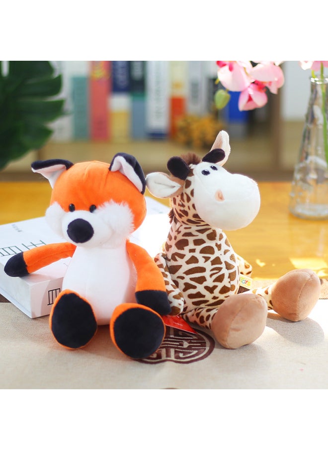 Forest Animal Plush Toys Elephant Monkey Tiger Lion Giraffe Dolls Children's Gifts 4pcs/lot-Color:Lion-Height:25cm