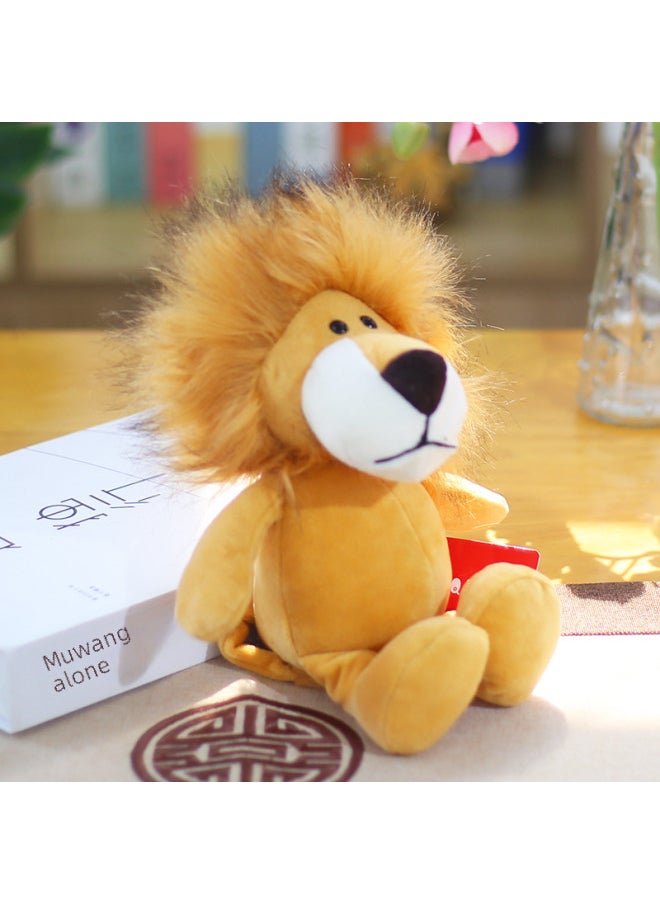 Forest Animal Plush Toys Elephant Monkey Tiger Lion Giraffe Dolls Children's Gifts 4pcs/lot-Color:Lion-Height:25cm