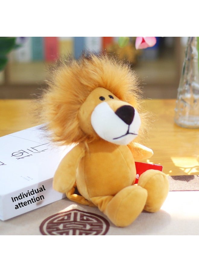 Forest Animal Plush Toys Elephant Monkey Tiger Lion Giraffe Dolls Children's Gifts 4pcs/lot-Color:Lion-Height:25cm