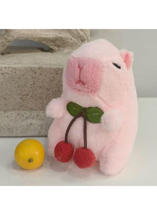 Capibala Doll Keychain Bag Ornaments Capybara Doll Plush Toy Pendant Manufacturers Wholesale-Color:Pink Cherry Capybara-Height:12cm