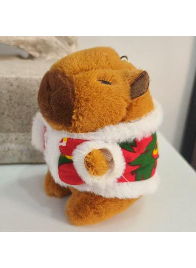 Capibala Doll Keychain Bag Ornaments Capybara Doll Plush Toy Pendant Manufacturers Wholesale-Color:Pink Bee Series Capybara-Height:10cm