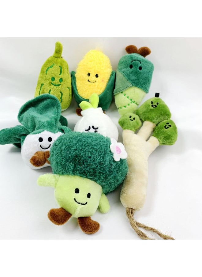 Creative Cute Style Vegetable Doll Pendant Bamboo Shoots Western Blue Plush Toy Pendant Backpack Hanging Decoration-Color:Garlic Plush Pendant-Height:10