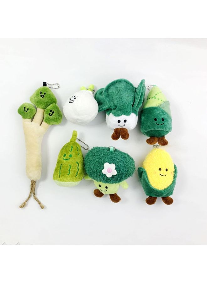 Creative Cute Style Vegetable Doll Pendant Bamboo Shoots Western Blue Plush Toy Pendant Backpack Hanging Decoration-Color:Garlic Plush Pendant-Height:10
