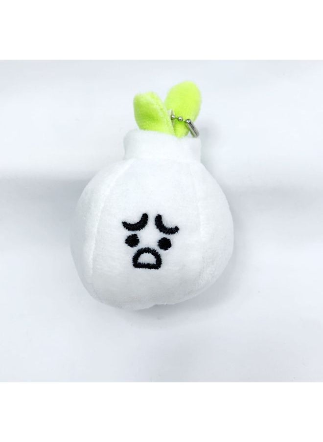 Creative Cute Style Vegetable Doll Pendant Bamboo Shoots Western Blue Plush Toy Pendant Backpack Hanging Decoration-Color:Garlic Plush Pendant-Height:10