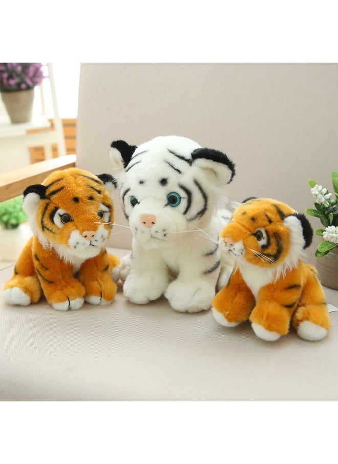 Tiger Doll Plush Toy Cute Siberian Tiger Doll White Tiger Rag Doll Children's Girl Super Cute Male-Specifications:Large Seat Height 22cm-Color:Yellow