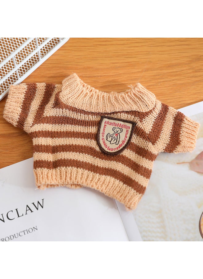 Cyber Celebrant Hyaluronic Acid Duck Clothes Accessories Plush Toy Lamb Bear Suit Accessories Doll Sweater Skirt Bag-Color:Rice Brown Striped Sweater-Height:Suitable For 30cm Hyaluronic Acid Duck