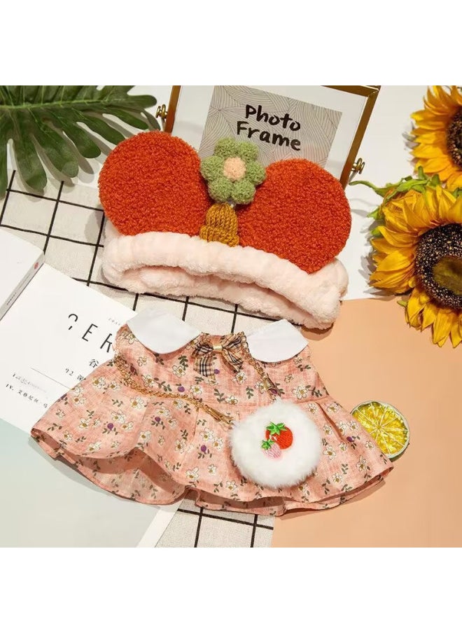 Cyber Celebrant Hyaluronic Acid Duck Clothes Accessories Plush Toy Lamb Bear Suit Accessories Doll Sweater Skirt Bag-Color:Rice Brown Striped Sweater-Height:Suitable For 30cm Hyaluronic Acid Duck