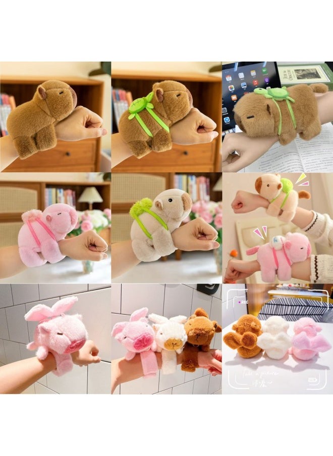 Capibala Capybara Pop Circle Turn Tail Blow Bubble Pull Nose Tortoise Plush Toy Pendant-Color:12cm Pink Tail-Height:In Stock