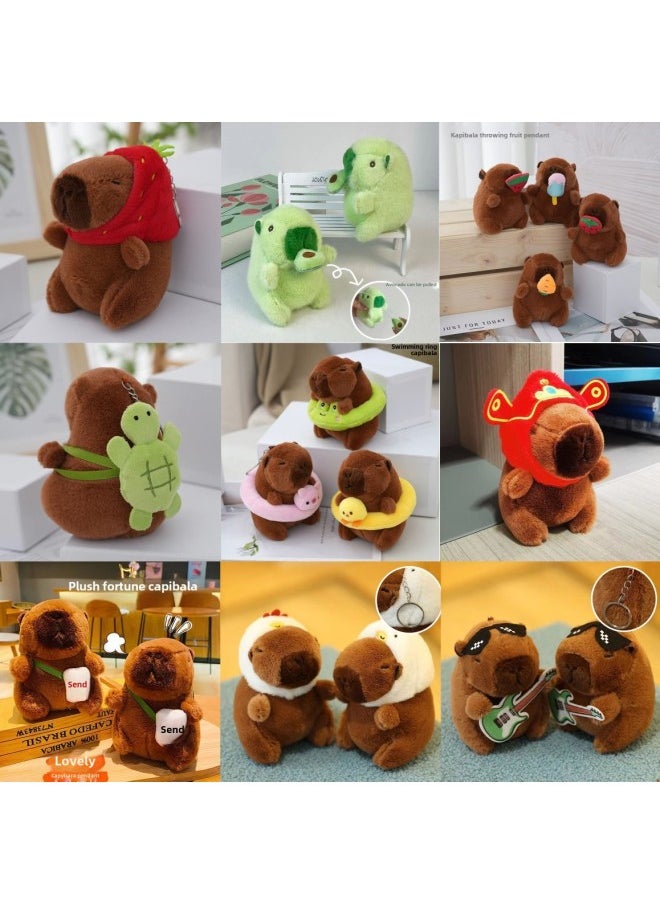 Capibala Capybara Pop Circle Turn Tail Blow Bubble Pull Nose Tortoise Plush Toy Pendant-Color:12cm Pink Tail-Height:In Stock