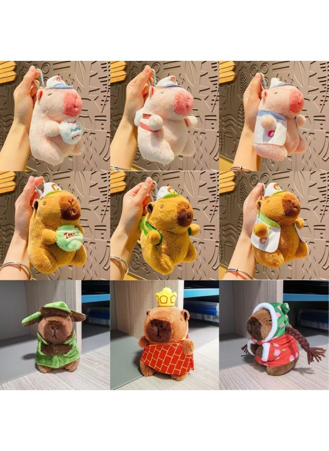 Capibala Capybara Pop Circle Turn Tail Blow Bubble Pull Nose Tortoise Plush Toy Pendant-Color:12cm Pink Tail-Height:In Stock