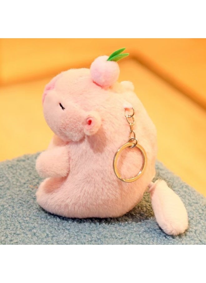 Capibala Capybara Pop Circle Turn Tail Blow Bubble Pull Nose Tortoise Plush Toy Pendant-Color:12cm Pink Tail-Height:In Stock