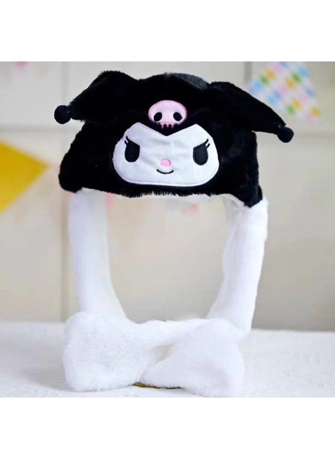 Shake The Sound With The Net Red Hat Ears Can Move The Rabbit Airbag Hat Cartoon Children Funny Luminous Music Hat-Color:56-Height:The Ears Move + Glow