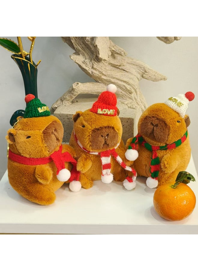 Capibala Doll Keychain Bag Ornaments Capybara Doll Plush Toy Pendant Manufacturers Wholesale-Color:Strawberry Capybara-Height:10cm