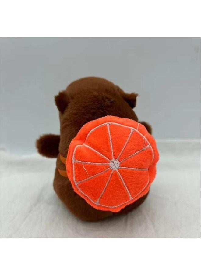 Capibala Capybara Pop Circle Turn Tail Blow Bubble Pull Nose Tortoise Plush Toy Pendant-Color:12cm Orange Backpack-Height:Mink Hair Is 16cm Long And 23cm Wide