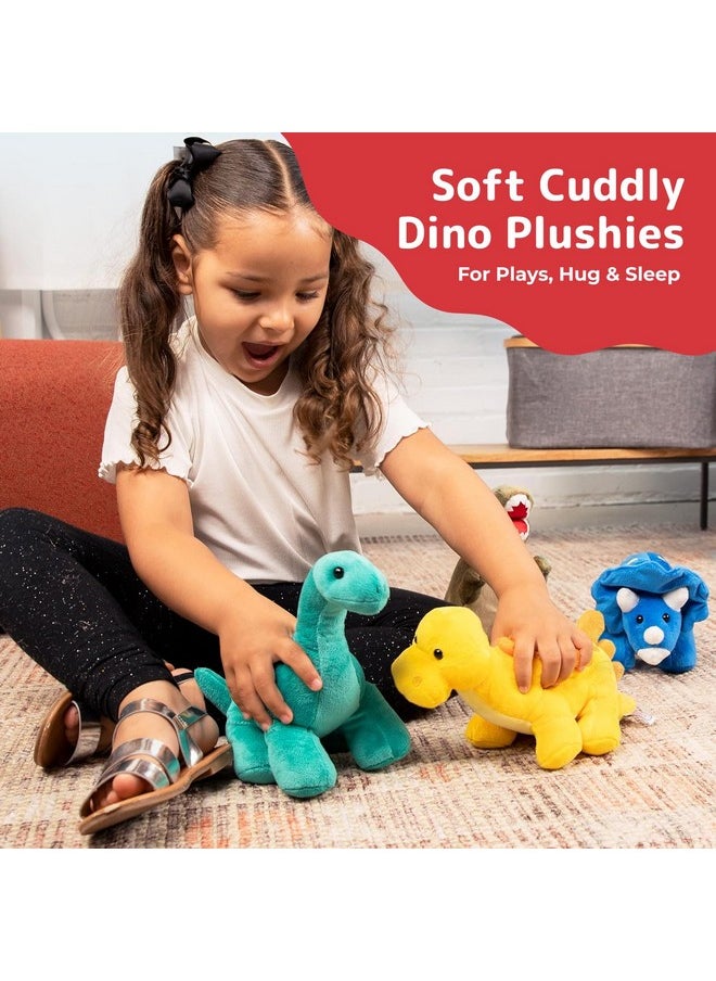 PREXTEX Plush Dinosaur Stuffed Animal, 4pk, 10 inches Cute Dinosaur Plush Toys for Boys and Girls Ages 3+, Stuffed Dinosaurs for Boys, Soft Dino Plush Stuffed Animals Dinosaur Party Favors