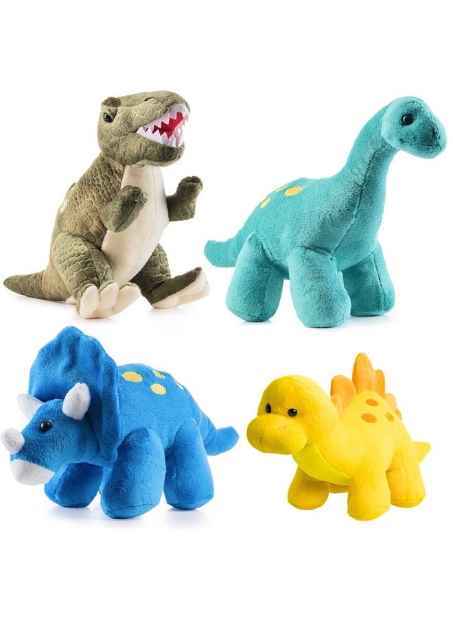 PREXTEX Plush Dinosaur Stuffed Animal, 4pk, 10 inches Cute Dinosaur Plush Toys for Boys and Girls Ages 3+, Stuffed Dinosaurs for Boys, Soft Dino Plush Stuffed Animals Dinosaur Party Favors