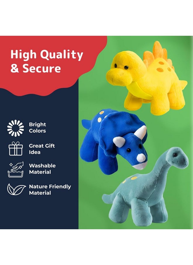 PREXTEX Plush Dinosaur Stuffed Animal, 4pk, 10 inches Cute Dinosaur Plush Toys for Boys and Girls Ages 3+, Stuffed Dinosaurs for Boys, Soft Dino Plush Stuffed Animals Dinosaur Party Favors