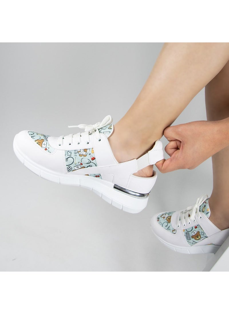 Teddy Bear Patterned, Laced Orthopedic Sandals