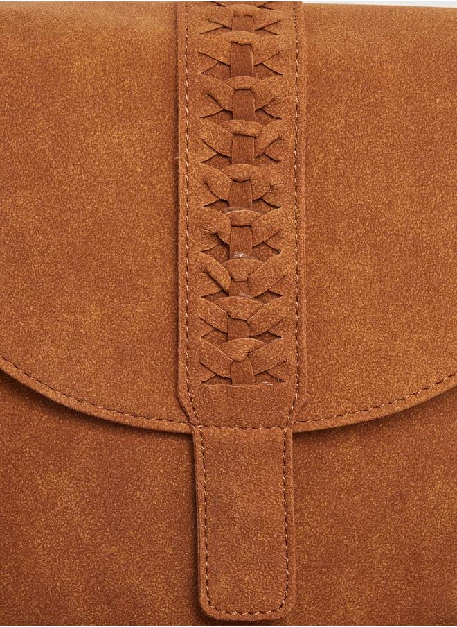 Suede Look Crossbody Bag with Fringes Detail