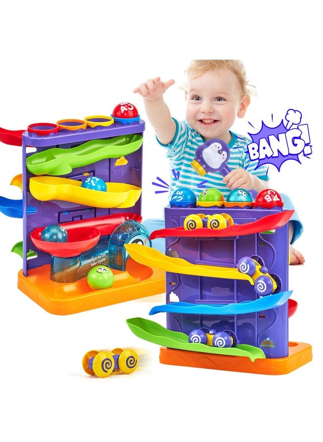 hahaland Toddler Toys for 1 Year Old Boy Birthday Gift 2 in 1 Pound Ball Toy & Car Ramp Race Track Learning Active Early Developmental Montessori Toys for 1-Year-Old Birthday Gifts