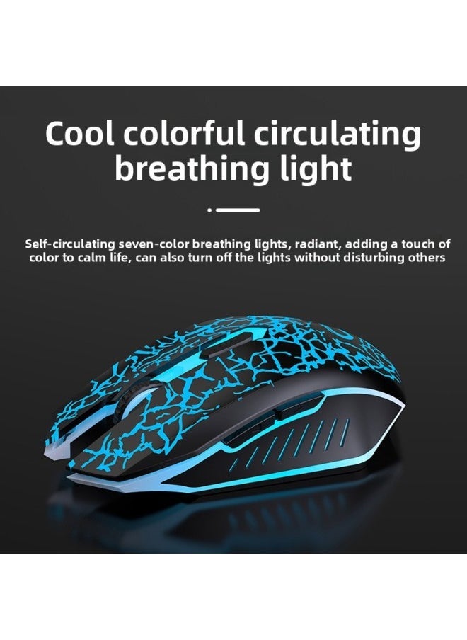 Wireless Mouse Silent Computer Office Game E-Sports Luminous Rechargeable Notebook Bluetooth For Boys And Girls-Specification:✅ Elegant Black-frosted Version (2.4g Dual Battery-button Mute)-official Standard