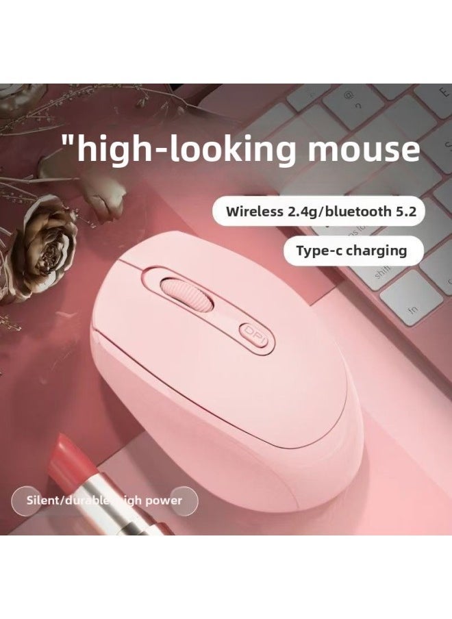 Laptop Universal Wireless Bluetooth Mouse Rechargeable Dual-Mode Mute Office Unisex Universal Mouse-Specification:[lake Green] 2.4g Wireless Version★Silent Charging → Free Mouse Pad - Official Standard