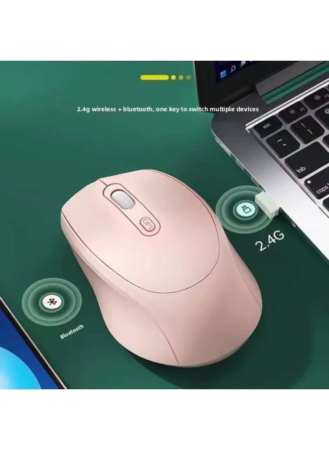 Laptop Universal Wireless Bluetooth Mouse Rechargeable Dual-Mode Mute Office Unisex Universal Mouse-Specification:[lake Green] 2.4g Wireless Version★Silent Charging → Free Mouse Pad - Official Standard
