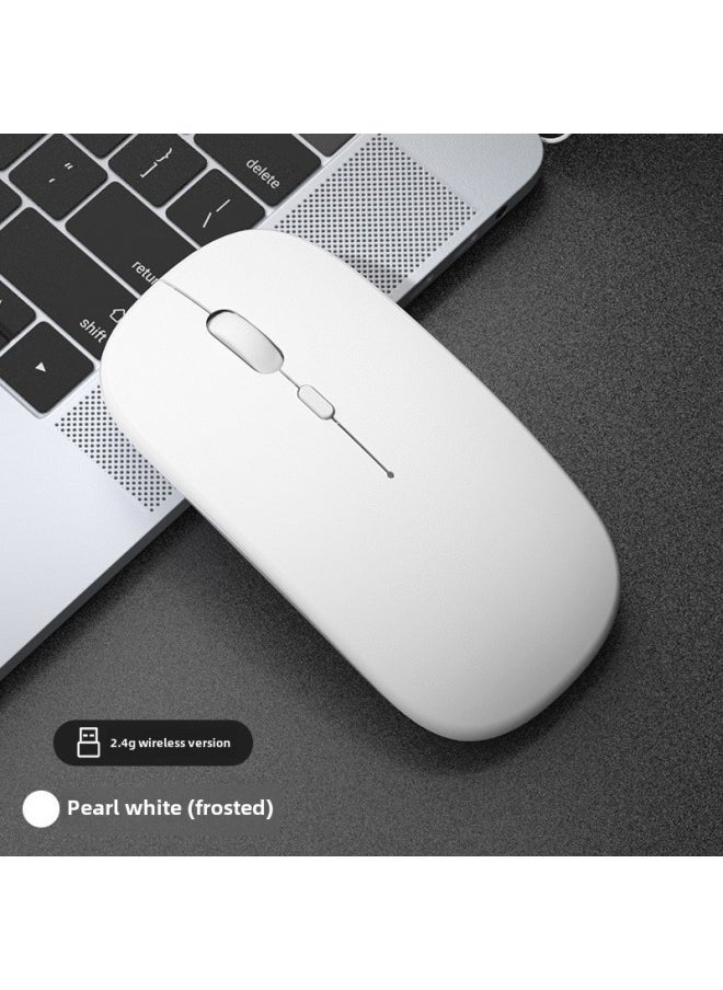 Wireless Bluetooth Mouse Quiet Charging Girl Office Dual-Mode Computer Mac Tablet Unlimited Laptop Mouse-Specification:Pearl White/wireless Version [silent + Rechargeable] - Official Standard