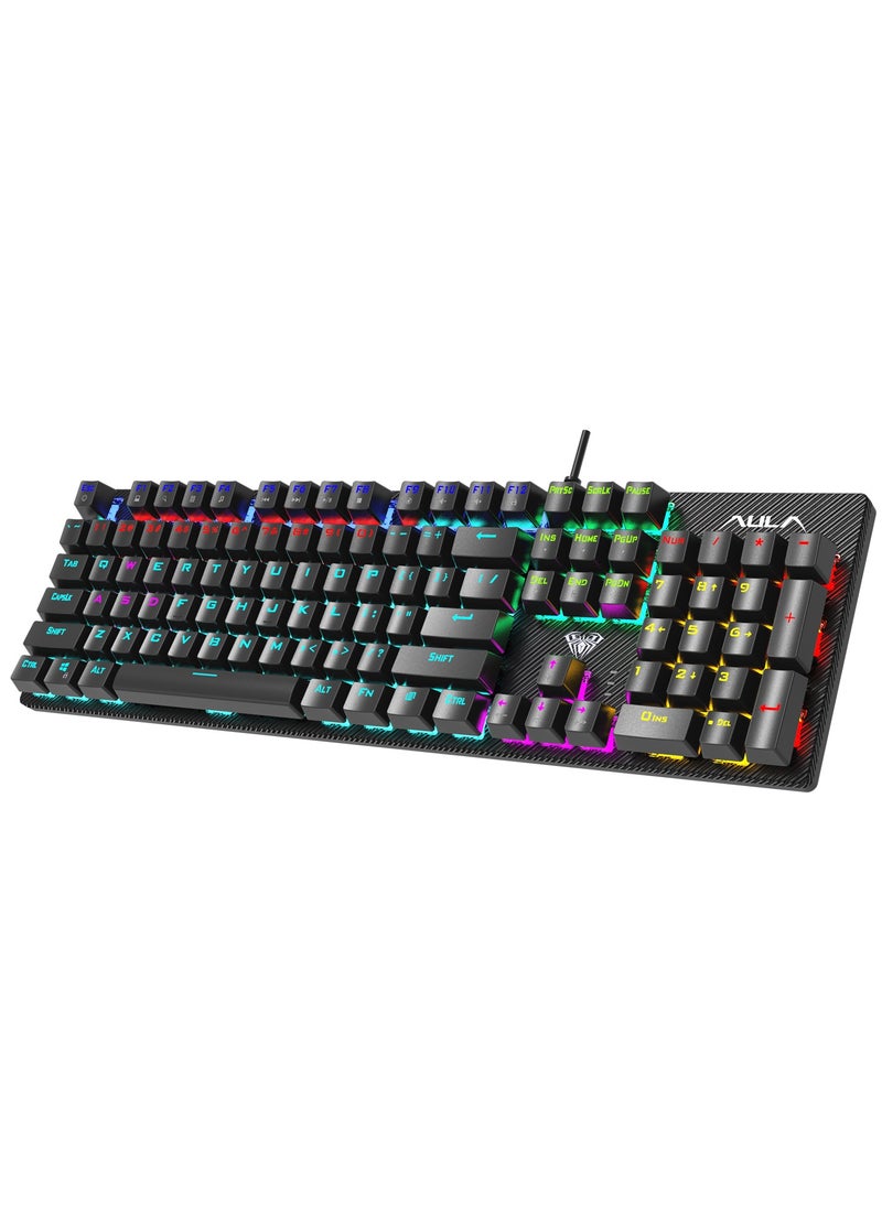 AULA S2022 Mechanical Gaming Keyboard Blue Switch,Full Size USB Wired Computer Keyboards