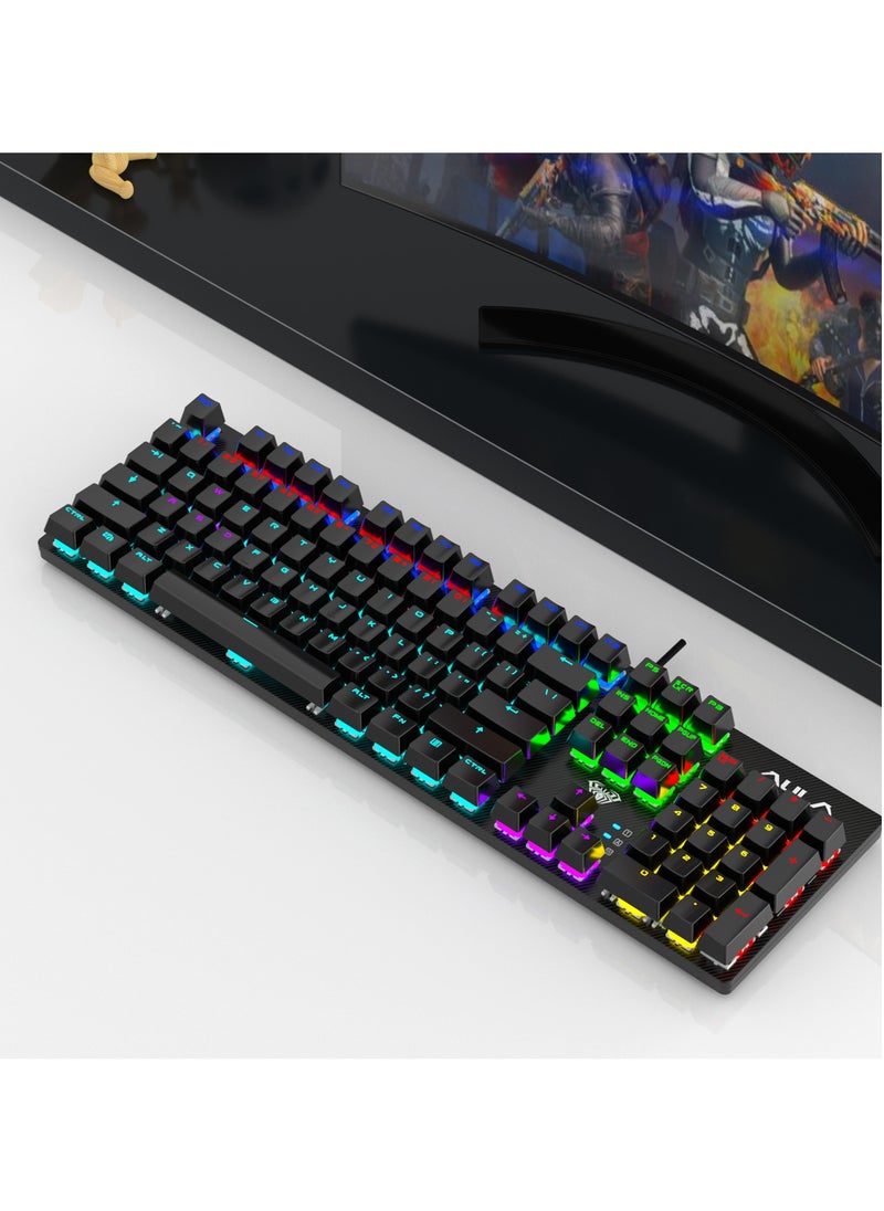 AULA S2022 Mechanical Gaming Keyboard Blue Switch,Full Size USB Wired Computer Keyboards