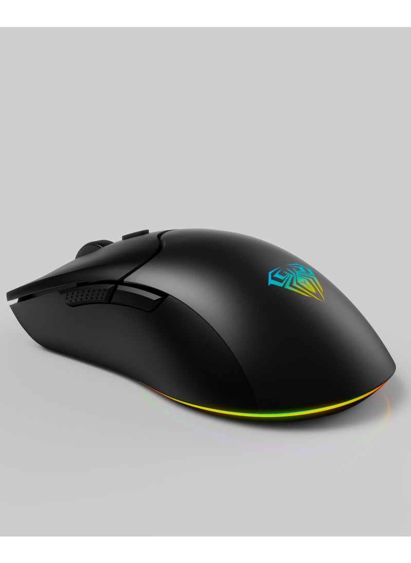 AULA S13 Black, RGB Gaming mice with Side Buttons, Rainbow LED Backlit, 3600 DPI Adjustable Ergonomic Optical