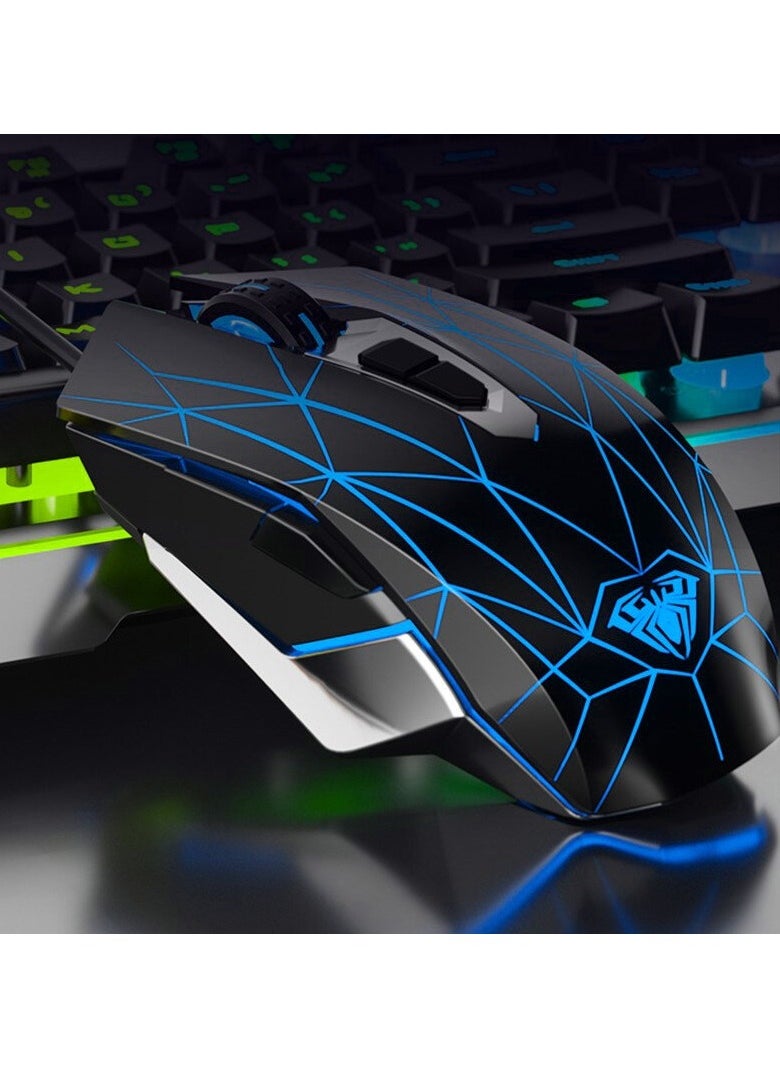 S50 Gaming Mouse Programming Ergonomic (Software) - RGB Phantom Breathing Light - Wired USB Braided Cable - 2400 DPI - 6D Macro Esports Mice for PC/Laptop | Black