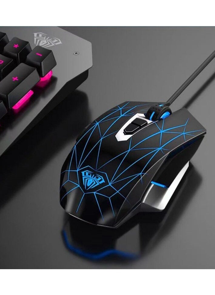 S50 Gaming Mouse Programming Ergonomic (Software) - RGB Phantom Breathing Light - Wired USB Braided Cable - 2400 DPI - 6D Macro Esports Mice for PC/Laptop | Black