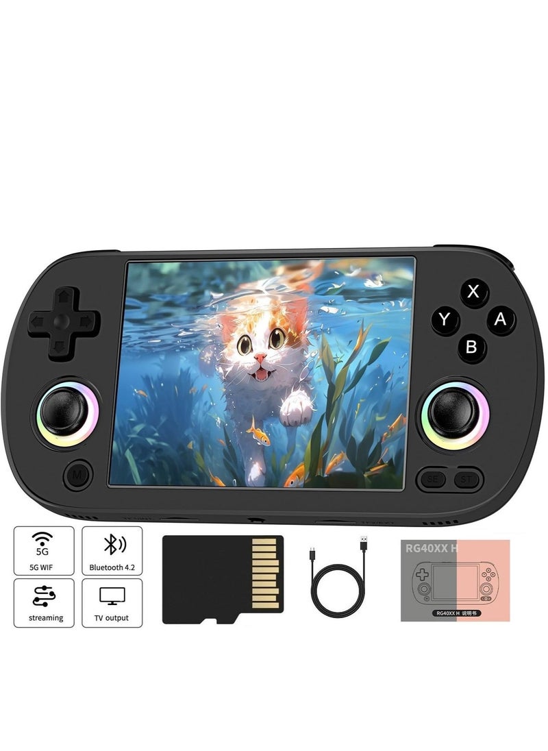ANBERNIC RG40XX H Retro Handheld Game Consoles 5000+ Games 64TF Card Portable Gaming Console Linux 64-bit System 4.0'' IPS Screen WiFi Bluetooth HD and TV Output Black