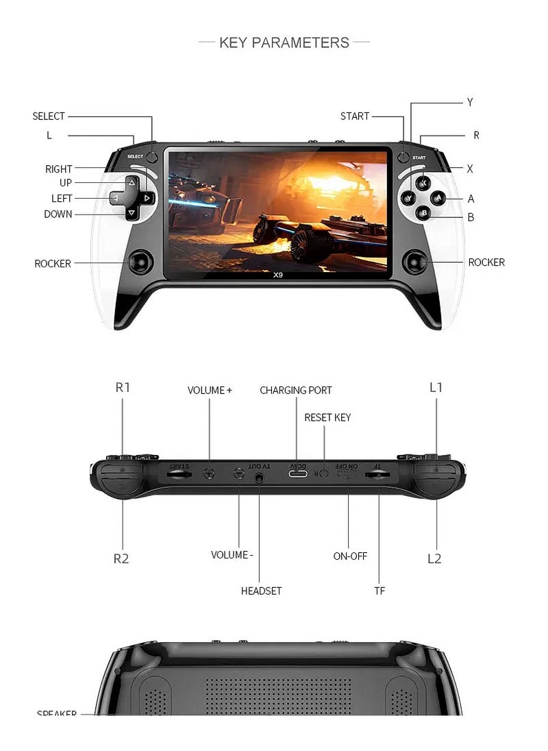 BLACK HAWK X9 Handheld Gaming Console 1500mah 5.5 Inch HD Screen Portable Retro Video Game