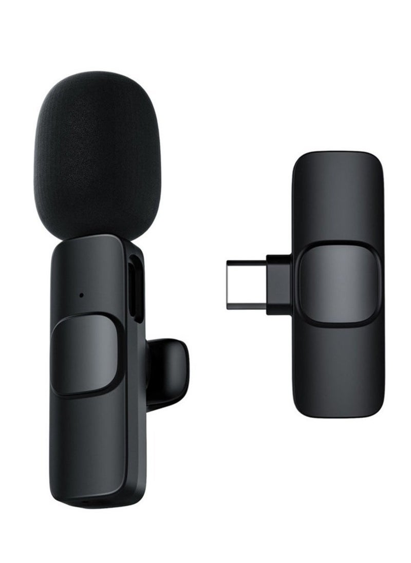 M21 Wireless Lavalier Microphone Plug u0026 Play Type-C Lapel Clip-on Mini Mic Black