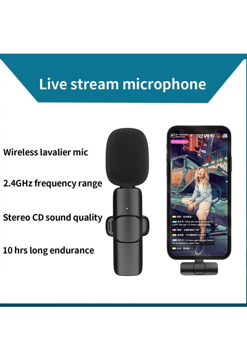 M21 Wireless Lavalier Microphone Plug u0026 Play Type-C Lapel Clip-on Mini Mic Black