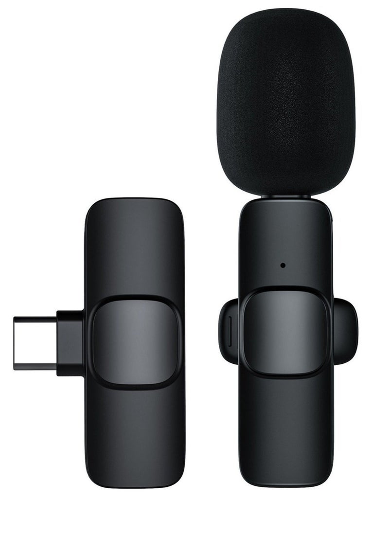M21 Wireless Lavalier Microphone Plug u0026 Play Type-C Lapel Clip-on Mini Mic Black