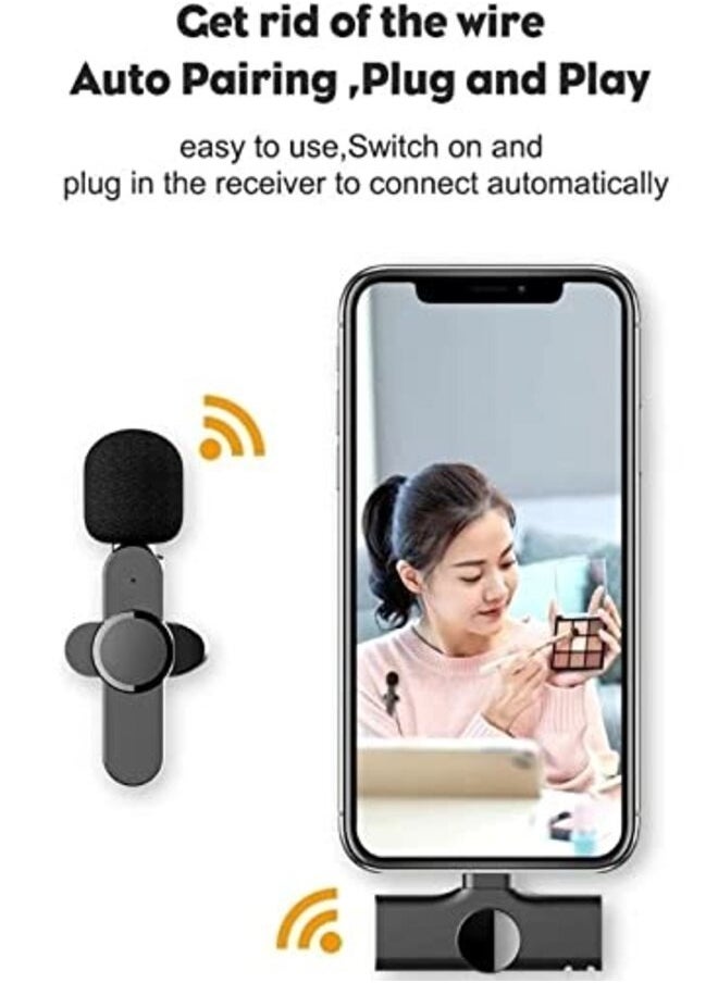 iphone Wireless Lavalier Microphone For IPhone, Plug Play, Portable Audio Video Recording Mic for Youtube, Live Stream, Vlog, Interview, Laptops PC