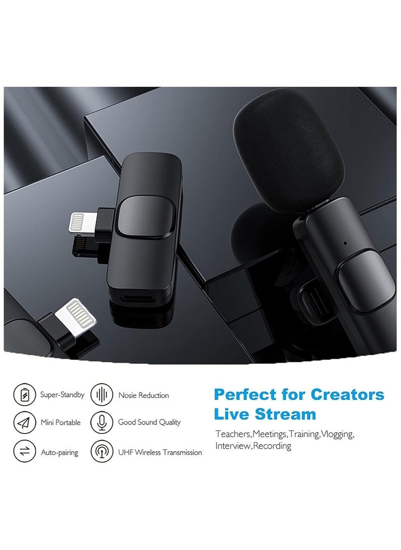 Wireless Lavalier Microphone for iPhone iPad Mini Mic for YouTube Facebook Live Stream TikTok Vlog Zoom Video Recording - Noise Reduction/No APP u0026 Bluetooth Needed (Lightning)