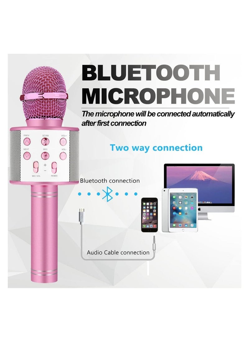 Karaoke Microphone for Kids Adults,Portable Bluetooth Microphone for Singing,Professional Voice Changer Blue Microphone Wireless,Birthday Gifts for 3 4 5 6 7 8 + Year Old Boys Girls