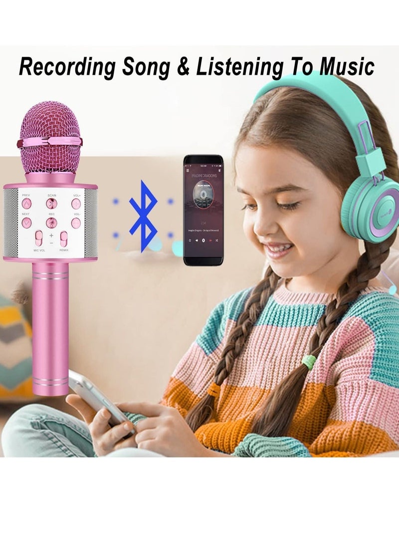 Karaoke Microphone for Kids Adults,Portable Bluetooth Microphone for Singing,Professional Voice Changer Blue Microphone Wireless,Birthday Gifts for 3 4 5 6 7 8 + Year Old Boys Girls