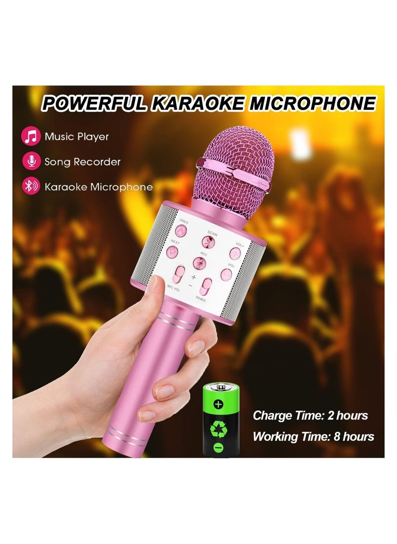 Karaoke Microphone for Kids Adults,Portable Bluetooth Microphone for Singing,Professional Voice Changer Blue Microphone Wireless,Birthday Gifts for 3 4 5 6 7 8 + Year Old Boys Girls