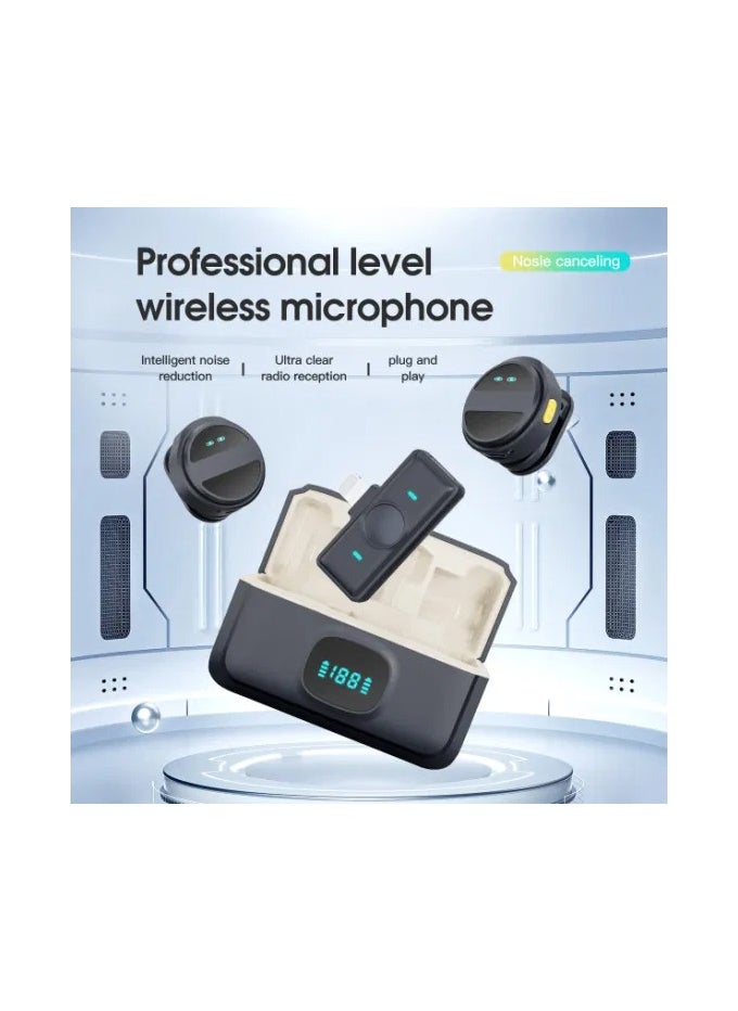 SX21 Magnetic Lavalier Clip Wireless Microphone – Dual Mic System with Rechargeable Battery, 2.4GHz Wireless Connectivity, Smart Noise Reduction, Omni-Directional Pickup, Ideal for Video Recording, Live Streaming, and Vlogging