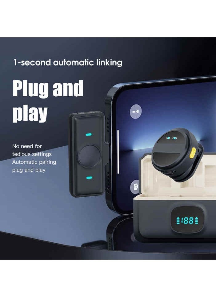 SX21 Magnetic Lavalier Clip Wireless Microphone – Dual Mic System with Rechargeable Battery, 2.4GHz Wireless Connectivity, Smart Noise Reduction, Omni-Directional Pickup, Ideal for Video Recording, Live Streaming, and Vlogging