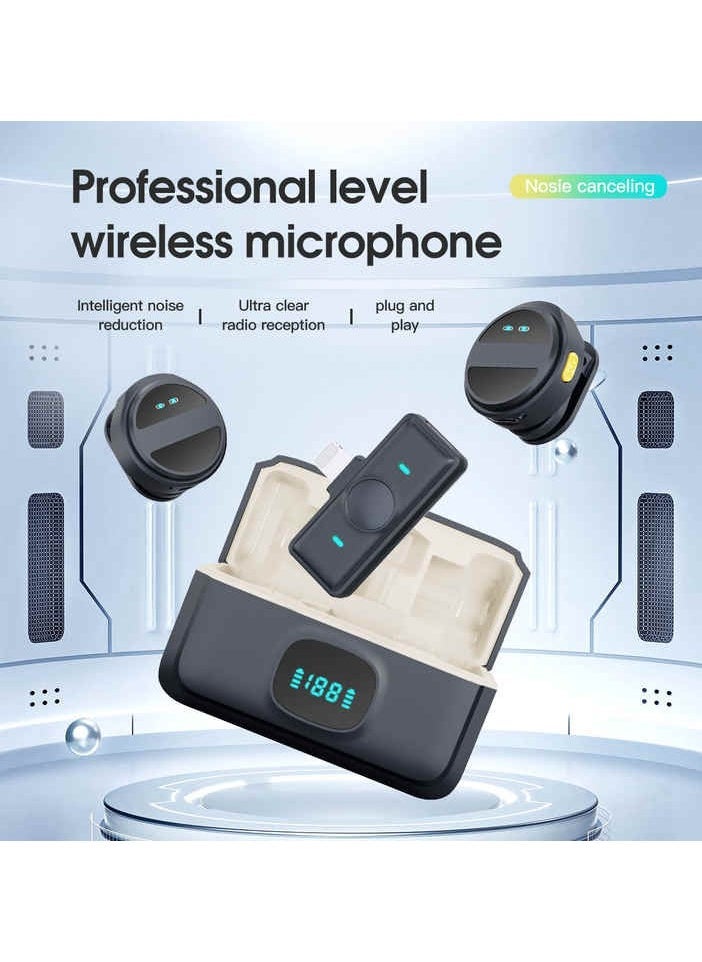 SX21 Magnetic Lavalier Clip Wireless Microphone – Dual Mic System with Rechargeable Battery, 2.4GHz Wireless Connectivity, Smart Noise Reduction, Omni-Directional Pickup, Ideal for Video Recording, Live Streaming, and Vlogging